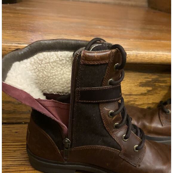 UGG Women's Kesey Chestnut Brown Leather Waterproof Boots 1005264 Women’s 8 - Picture 4 of 9